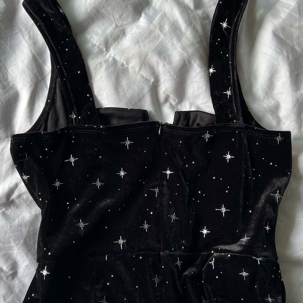 Black polyester faux velvet jumper